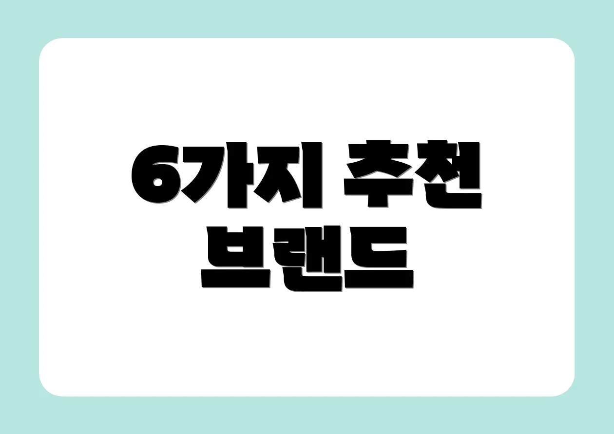 6가지 추천 브랜드