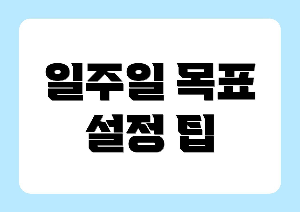 일주일 목표 설정 팁