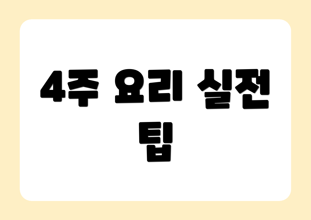 4주 요리 실전 팁